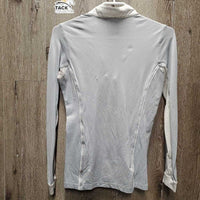 LS Sun Show Shirt, 1/4 Button Up, snap collar, mesh sleeves *gc, pit stains, rubs, mnr snags, crinkled collar
