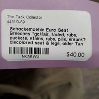 Euro Seat Breeches *gc/fair, faded, rubs, puckers, stains, rubs, pills, shrunk? discolored seat & legs, older
