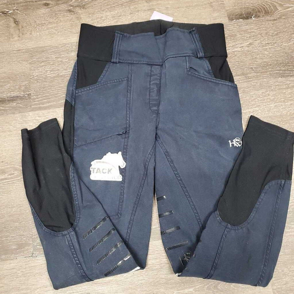 High Elastic Waist Euro Seat Breeches, Pull On *gc, mnr faded, seam puckers