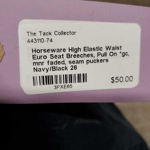 High Elastic Waist Euro Seat Breeches, Pull On *gc, mnr faded, seam puckers