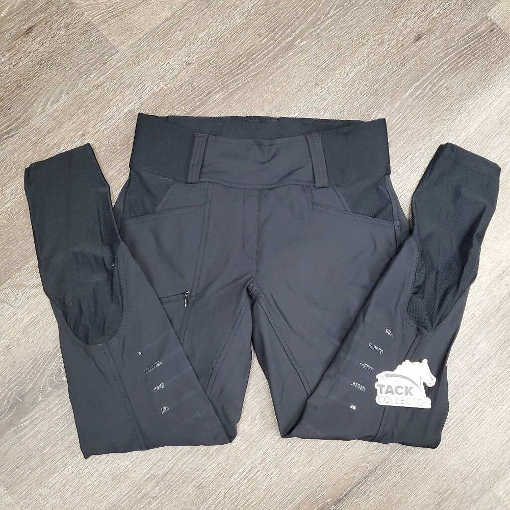 Light Pull On Riding Tight Breeches, Mesh Sides & Waist *gc/fair, loose threads, unstitched waist seam, v.peeled knees