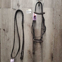 FS Rsd Hunter Bridle, FS/Rsd Braided Reins *xc, clean, mnr creases, rubs & creases
