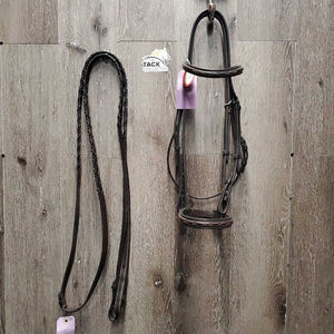 FS Rsd Hunter Bridle, FS/Rsd Braided Reins *xc, clean, mnr creases, rubs & creases