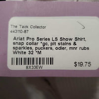 LS Show Shirt, snap collar *gc, pit stains & sparkles, puckers, odler, mnr rubs
