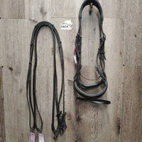 Monocrown Rsd Padded Bridle, Crank, Flash, Curb & Rubber Lined Reins *No Browband, vgc/xc, mnr dirt?film