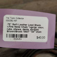 .75" Soft Leather Lead Shank, v.Fine Nose Chain *vgc/gc, clean, rubs, chews, dents, scrapes
