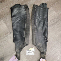 Pr Synthetic Half Chaps, Back Zipper *fair, peeling, bubbled, hairy, dirty, elastic: frays, popped & breaking
