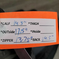 Pr Synthetic Half Chaps, Back Zipper *fair, peeling, bubbled, hairy, dirty, elastic: frays, popped & breaking