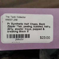 Pr Synthetic Half Chaps, Back Zipper *fair, peeling, bubbled, hairy, dirty, elastic: frays, popped & breaking