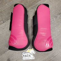 Pr Open Front Boots, velcro *vgc, mnr hair, dirt, scrapes & stains