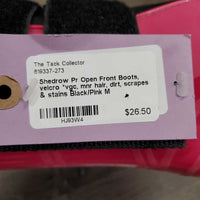 Pr Open Front Boots, velcro *vgc, mnr hair, dirt, scrapes & stains