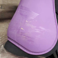 Pr Open Front Boots, velcro *vgc/gc, mnr hair, scrapes & dirt
