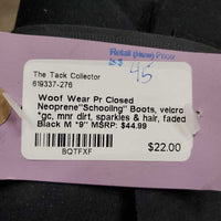 Pr Closed Neoprene"Schooling" Boots, velcro *gc, mnr dirt, sparkles & hair, faded