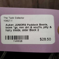 JUNIORS Paddock Boots, laces *gc, mnr dirt & scuffs, pilly & hairy inside, older
