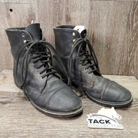 JUNIORS Paddock Boots, laces *gc, mnr dirt, scuffs, pills, older, v.holey inside heels, scraped & folded toes
