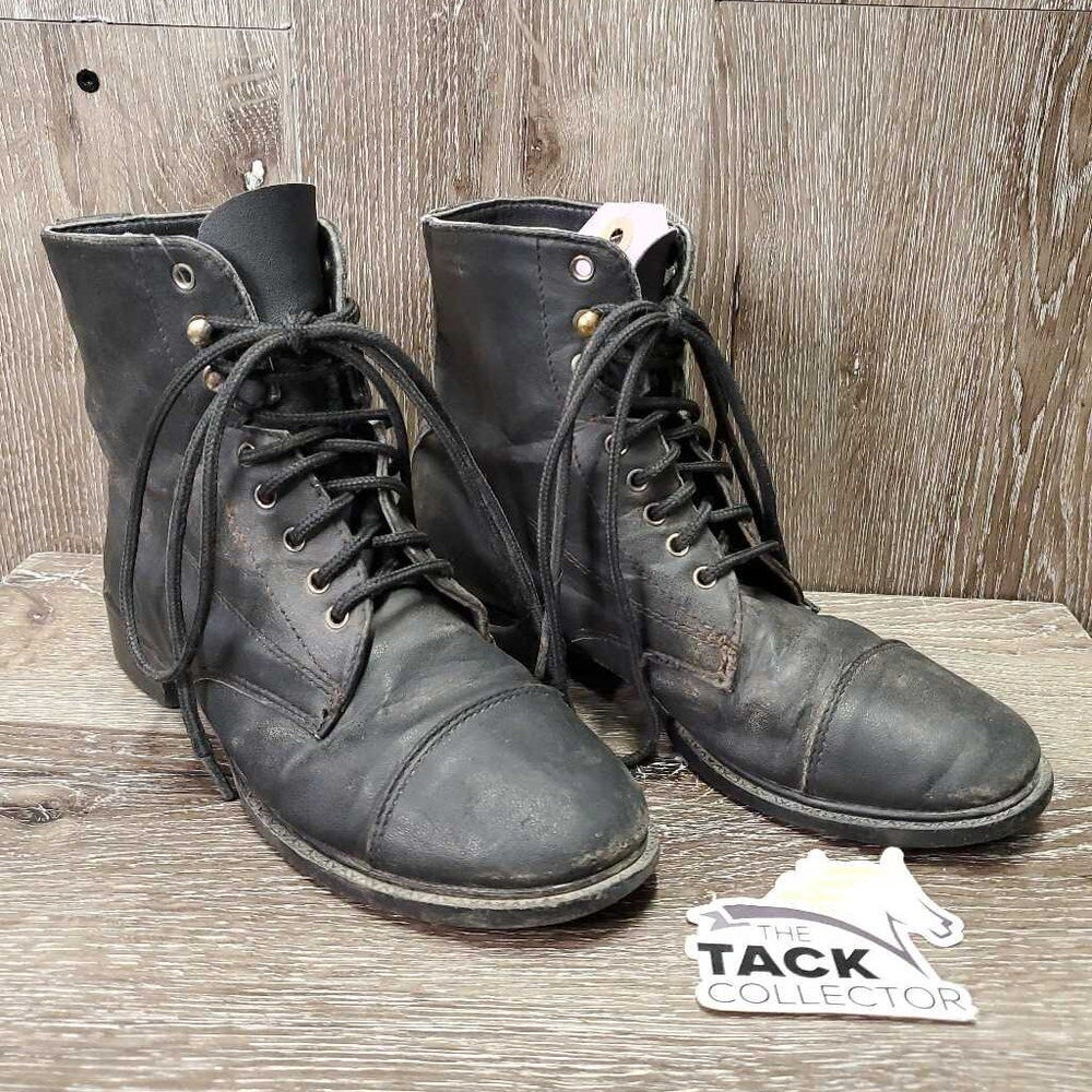 JUNIORS Paddock Boots, laces *gc, mnr dirt, scuffs, pills, older, v.holey inside heels, scraped & folded toes