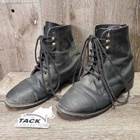 JUNIORS Paddock Boots, laces *gc, mnr dirt, scuffs, pills, older, v.holey inside heels, scraped & folded toes