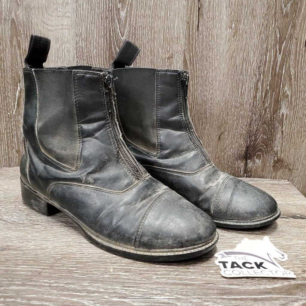 Paddock Boots, zips *fair, dirty, faded, broken/sharp zipper tab, holey inside heels, loose threads, older