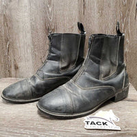 Paddock Boots, zips *fair, dirty, faded, broken/sharp zipper tab, holey inside heels, loose threads, older
