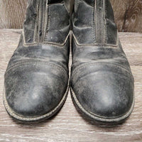 Paddock Boots, zips *fair, dirty, faded, broken/sharp zipper tab, holey inside heels, loose threads, older

