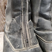 Paddock Boots, zips *fair, dirty, faded, broken/sharp zipper tab, holey inside heels, loose threads, older
