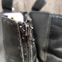Paddock Boots, zips *fair, dirty, faded, broken/sharp zipper tab, holey inside heels, loose threads, older
