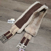 Nylon Web Girth, Fleece, 2x els, D Ring *gc/fair, dirty, hairy, curled edges, clumpy, thin edges
