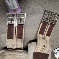 Nylon Web Girth, Fleece, 2x els, D Ring *gc/fair, dirty, hairy, curled edges, clumpy, thin edges
