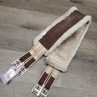 Nylon Web Girth, Fleece, 2x els, D Ring *gc/fair, dirty, hairy, curled edges, clumpy, thin edges
