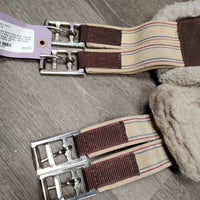 Nylon Web Girth, Fleece, 2x els, D Ring *gc/fair, dirty, hairy, curled edges, clumpy, thin edges
