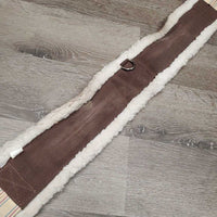 Nylon Web Girth, Fleece, 2x els, D Ring *gc/fair, dirty, hairy, curled edges, clumpy, thin edges