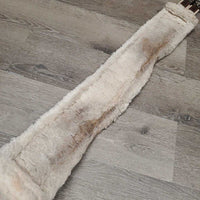 Nylon Web Girth, Fleece, 2x els, D Ring *gc/fair, dirty, hairy, curled edges, clumpy, thin edges
