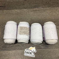 4 Stretchy Nylon & Fleece Exercise Wraps *gc, clean, rubs, hair, stains, pills dingy, clumpy
