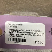 4 Stretchy Nylon & Fleece Exercise Wraps *gc, clean, rubs, hair, stains, pills dingy, clumpy
