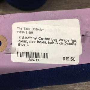 4 Stretchy Cotton Leg Wraps *gc, clean, mnr holes, hair & dirt?stains