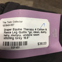 4 Cotton & Fleece Leg Quilts *gc, clean, dusty, hairy, clumpy, undone seam stitching
