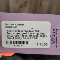 Field Boots, zips, gold forms *gc/fair, dirty, rubs, faded, sm slice, edges: torn & holey
