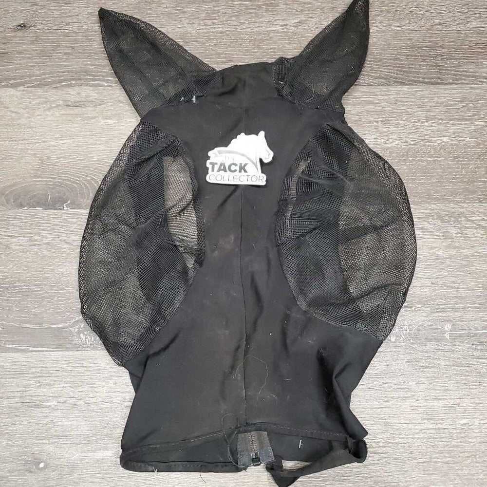 Lycra Fly Mask, Zipper *gc/fair, hairy, slices, mnr dirt, unstitched nose edge