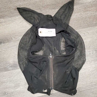 Lycra Fly Mask, Zipper *gc/fair, hairy, slices, mnr dirt, unstitched nose edge