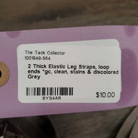 2 Thick Elastic Leg Straps, loop ends *gc, clean, stains & discolored
