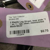 2 Elastic Leg Straps, loop ends *1 - xc, 1 - vgc, clean, mistmatched

