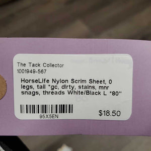 Nylon Scrim Sheet, 0 legs, tail *gc, dirty, stains, mnr snags, threads