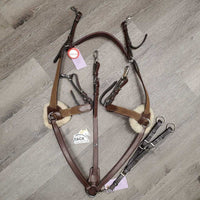 5 Point Elastic & Padded Leather Breastlate, Running Attach, snaps *vgc/gc, mnr dirt, rubs, faded & clumpy, cut ends, mismatched
