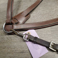 5 Point Elastic & Padded Leather Breastlate, Running Attach, snaps *vgc/gc, mnr dirt, rubs, faded & clumpy, cut ends, mismatched