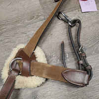 5 Point Elastic & Padded Leather Breastlate, Running Attach, snaps *vgc/gc, mnr dirt, rubs, faded & clumpy, cut ends, mismatched
