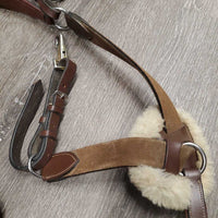 5 Point Elastic & Padded Leather Breastlate, Running Attach, snaps *vgc/gc, mnr dirt, rubs, faded & clumpy, cut ends, mismatched