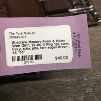 Memory Foam & Nylon Web Girth, 2x els, D Ring *gc, clean, hairy, rubs, pills, torn edges
