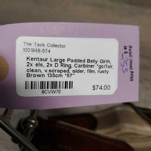 Large Padded Belly Girth, 2x els, 2x D Ring, Caribiner *gc/fair, clean, v.scraped, older, film, rusty