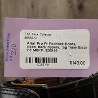 Pr Paddock Boots, laces, back zippers, tag *new