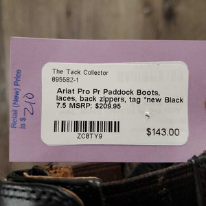 Pr Paddock Boots, laces, back zippers, tag *new